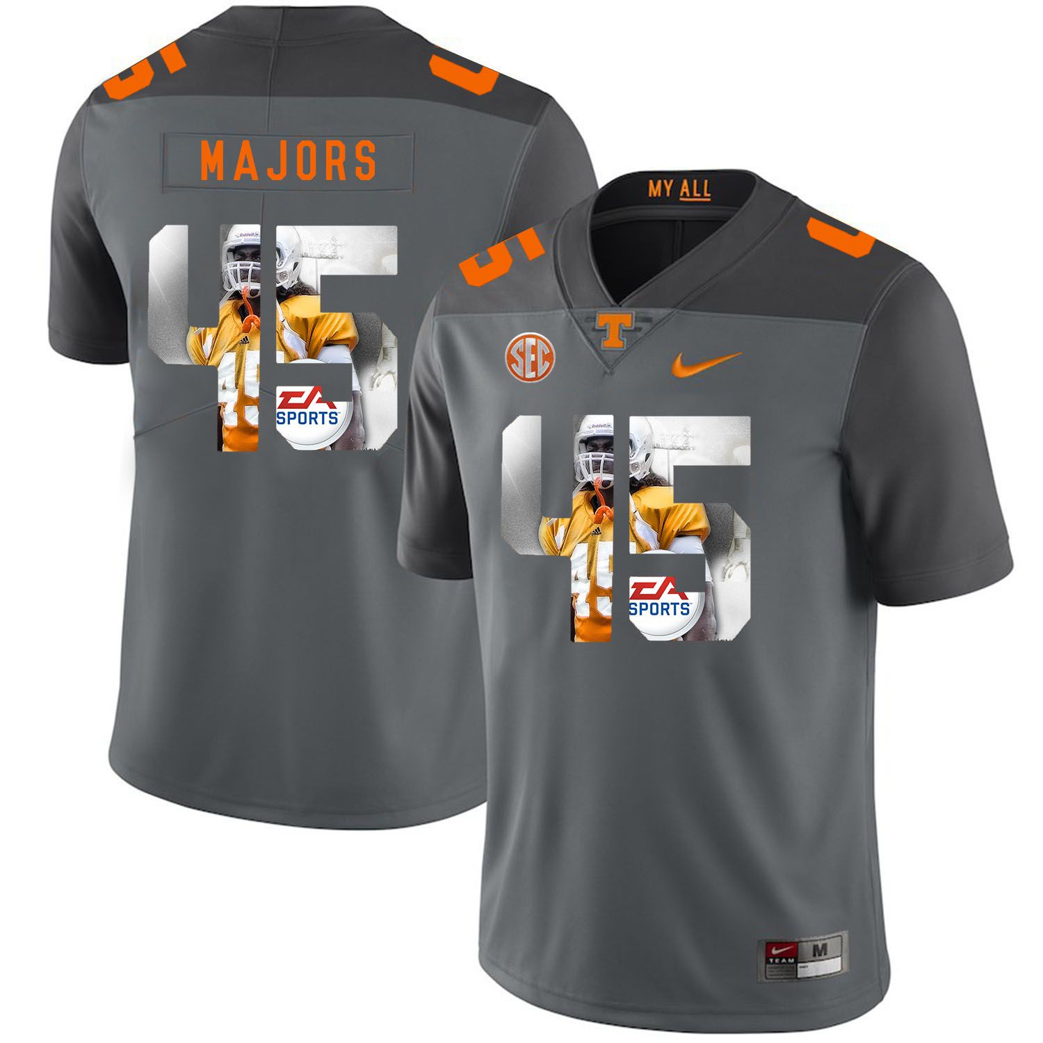 Men Tennessee Volunteers #45 Majors Grey Fashion Edition Customized NCAA Jerseys->customized ncaa jersey->Custom Jersey